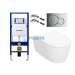 WC комплект за вграждане Geberit Sigma структура, тоалетна чиния Icon, капак, хром бутон
