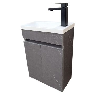 Долен шкаф за баня Mini Concrete White 43 см с бяла мивка SW101EW 38901000002 1