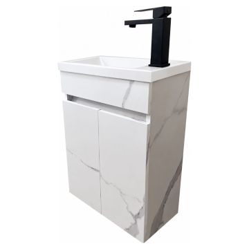Долен шкаф за баня Mini Marble White 43 см с бяла мивка SW101TW
