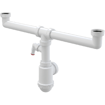 Сифон за двукоритна мивка 1 1/2&quot; с конектор ALCA A448P-DN50/40 A448P 1