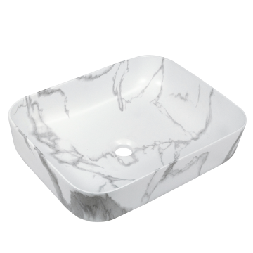 Умивалник NABL FLORINA INVENA TREND 51см правоъгълен ефект мрамор бял мат CE-40-706-C 1